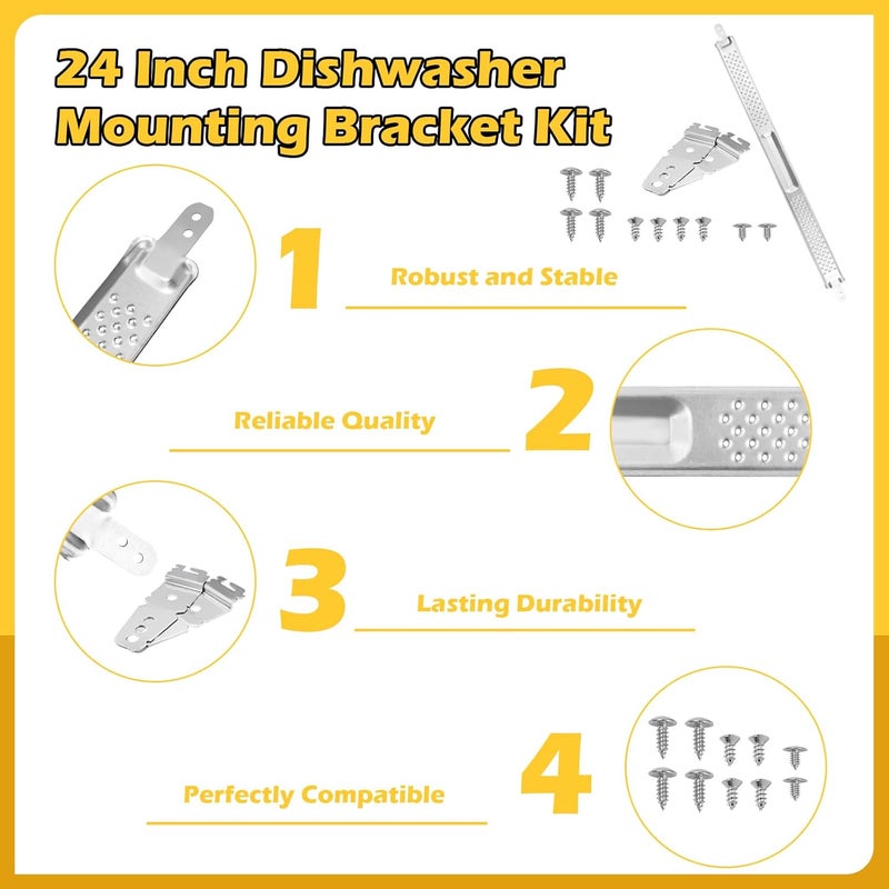 IWIWE W10426979 24" Dishwasher Mounting Bracket Kit Fit for Whirlpool, KitchenAid and Maytag ﻿24 Inch Wide Dishwasher for Granite and Quartz Countertops (W10426979 (24") – for Standard) - Image 3